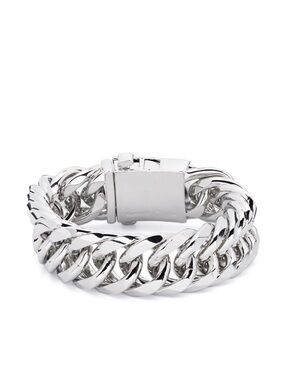 NEW Kenneth Jay Lane Polished Silver-Tone Chunky Curb Chain Bracelet